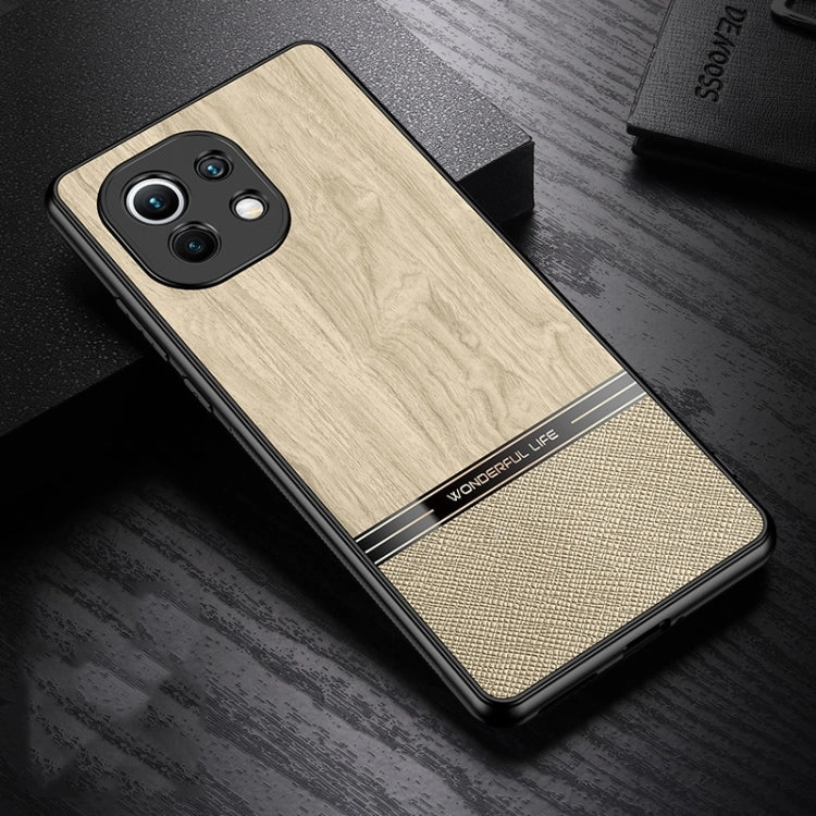 For Xiaomi Mi 11 Shang Rui Wood Grain Skin PU   TPU Shockproof Case(Wood