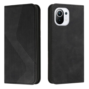 For Xiaomi Mi 11 Skin Feel Magnetic S-type Solid Color Horizontal Flip Leather Case with Holder