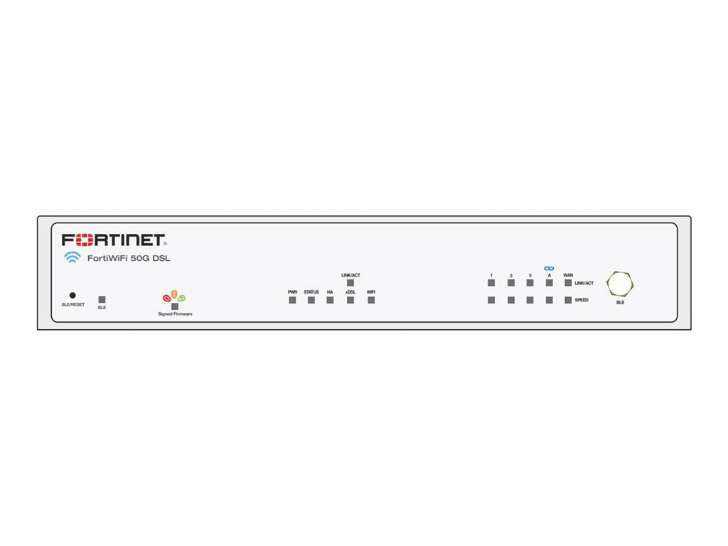 Fortinet FortiWiFi 50G-DSL - Security appliance - with 1 year FortiCare Premium Support   1 year FortiGuard Enterprise Protection FWF-50G-DSL-I-BDL-809-12