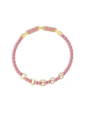 Gold Arm Party Pink Logo Tennis Bracelet