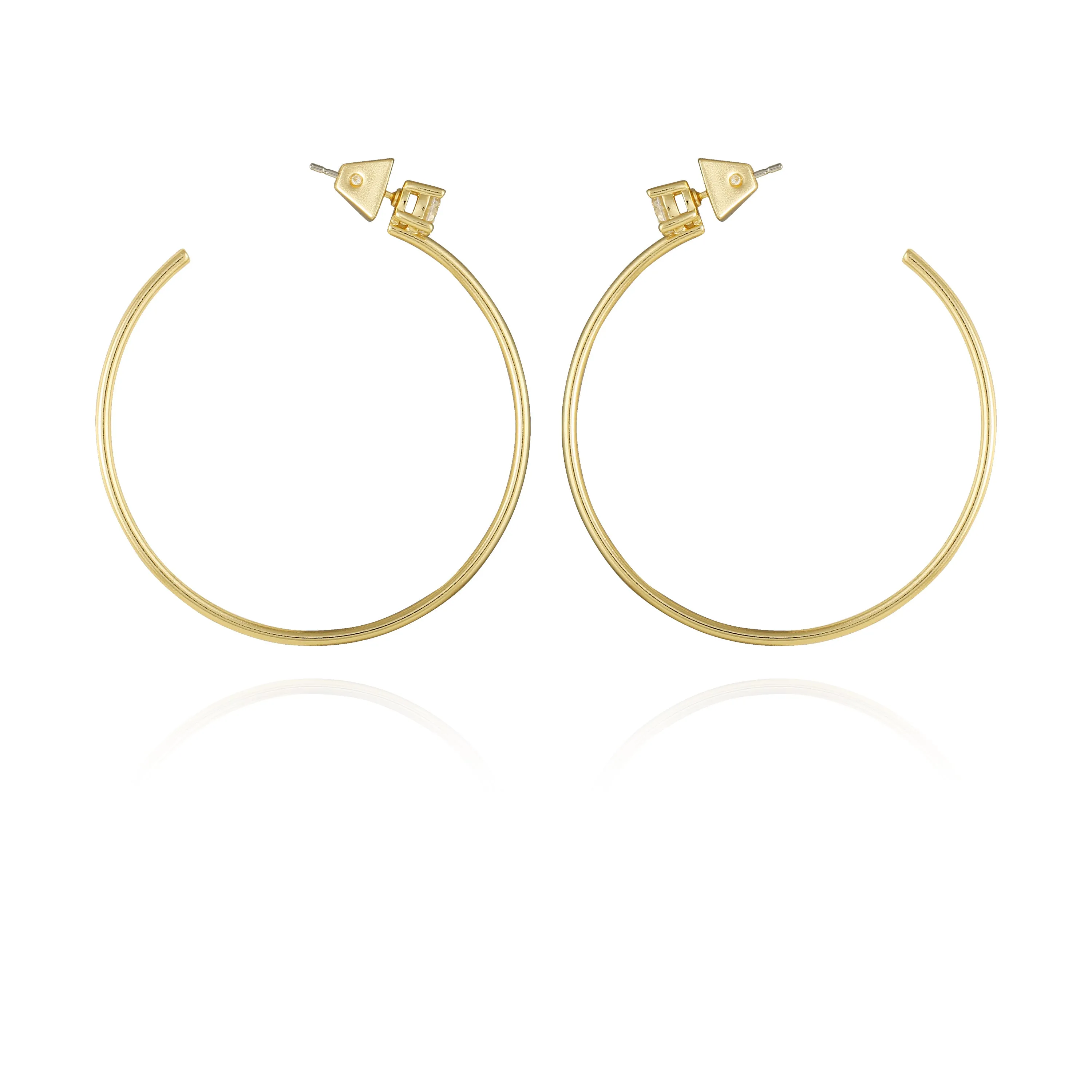 Goldtone Cubic Zirconia Open Hoop Earrings