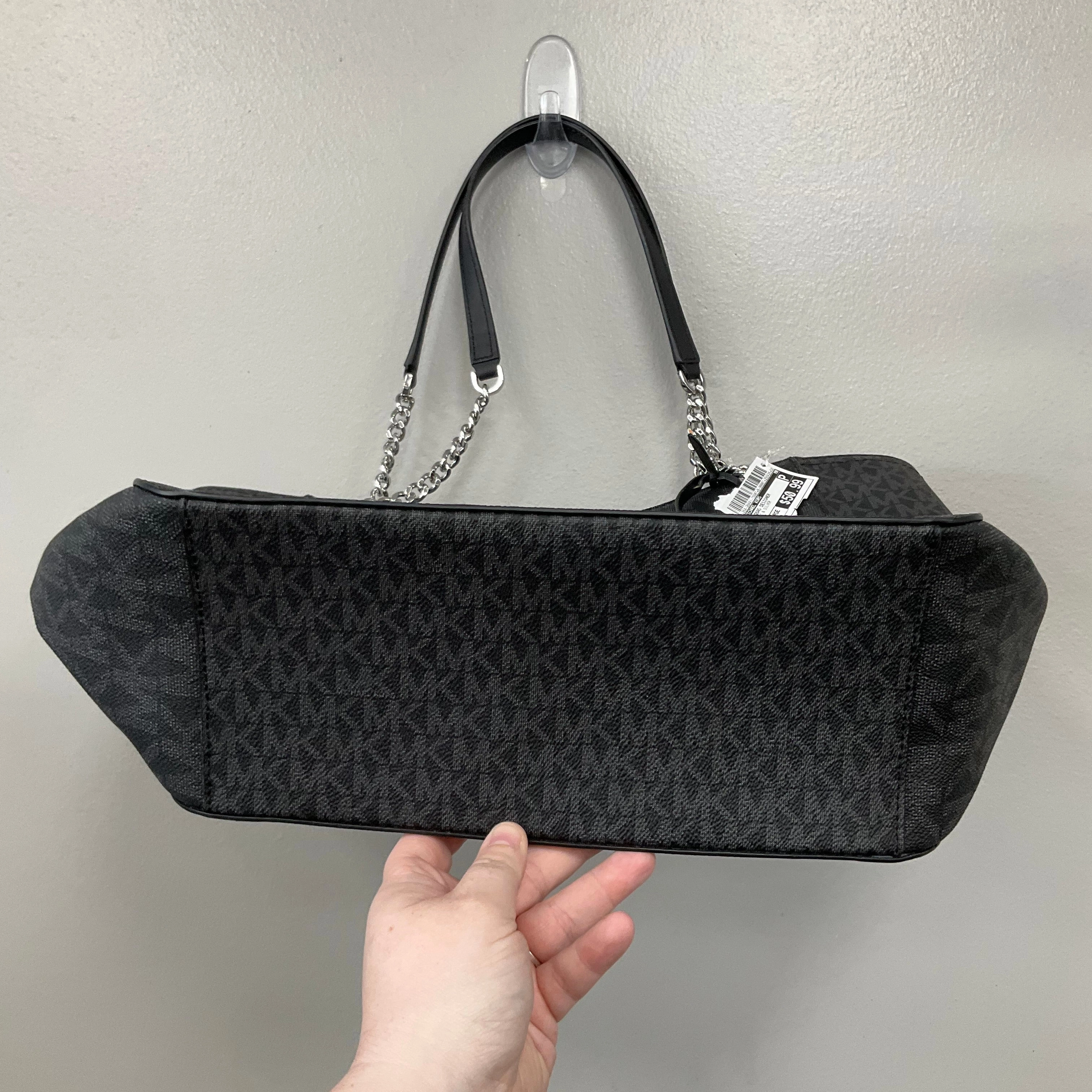 Handbag Designer By Michael Kors In Black & Silver, Size:Large