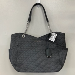 Handbag Designer By Michael Kors In Black & Silver, Size:Large