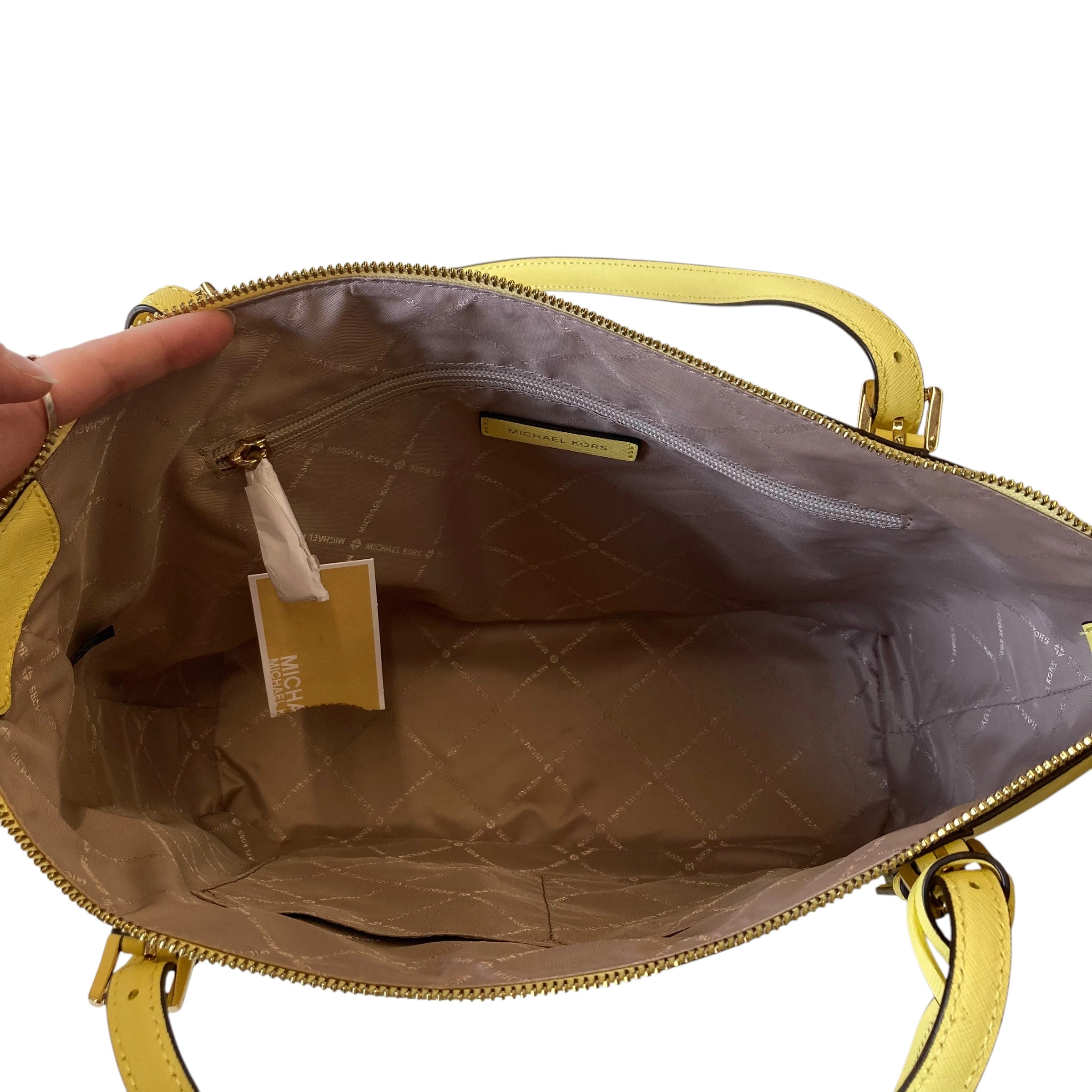 Handbag Designer By Michael Kors In Yellow, Size:Large