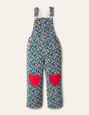 Heart Patch Dungaree-Starboard Blue Spring Floral