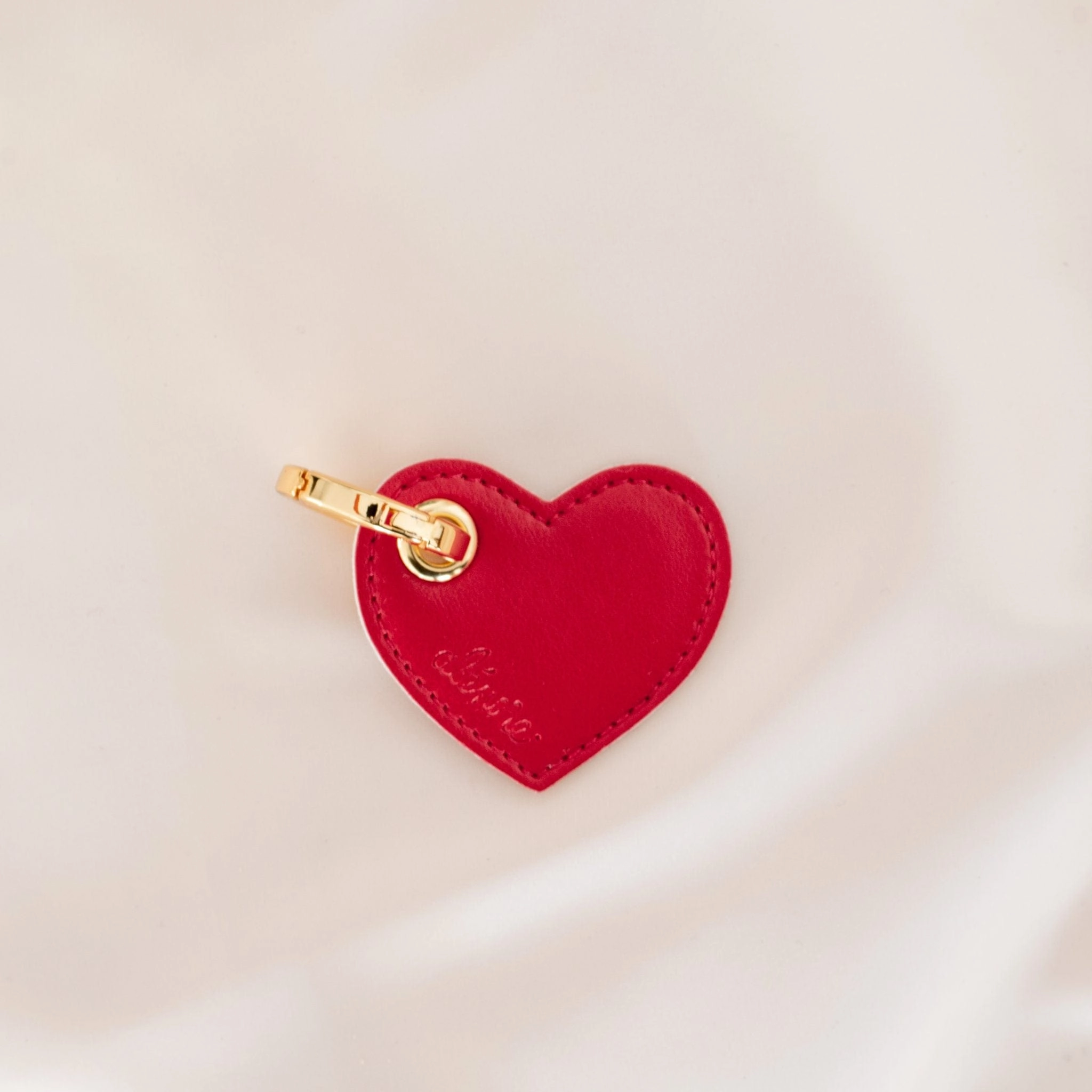 Heart Vegan Apple Leather Key Ring | Red & Old Pink