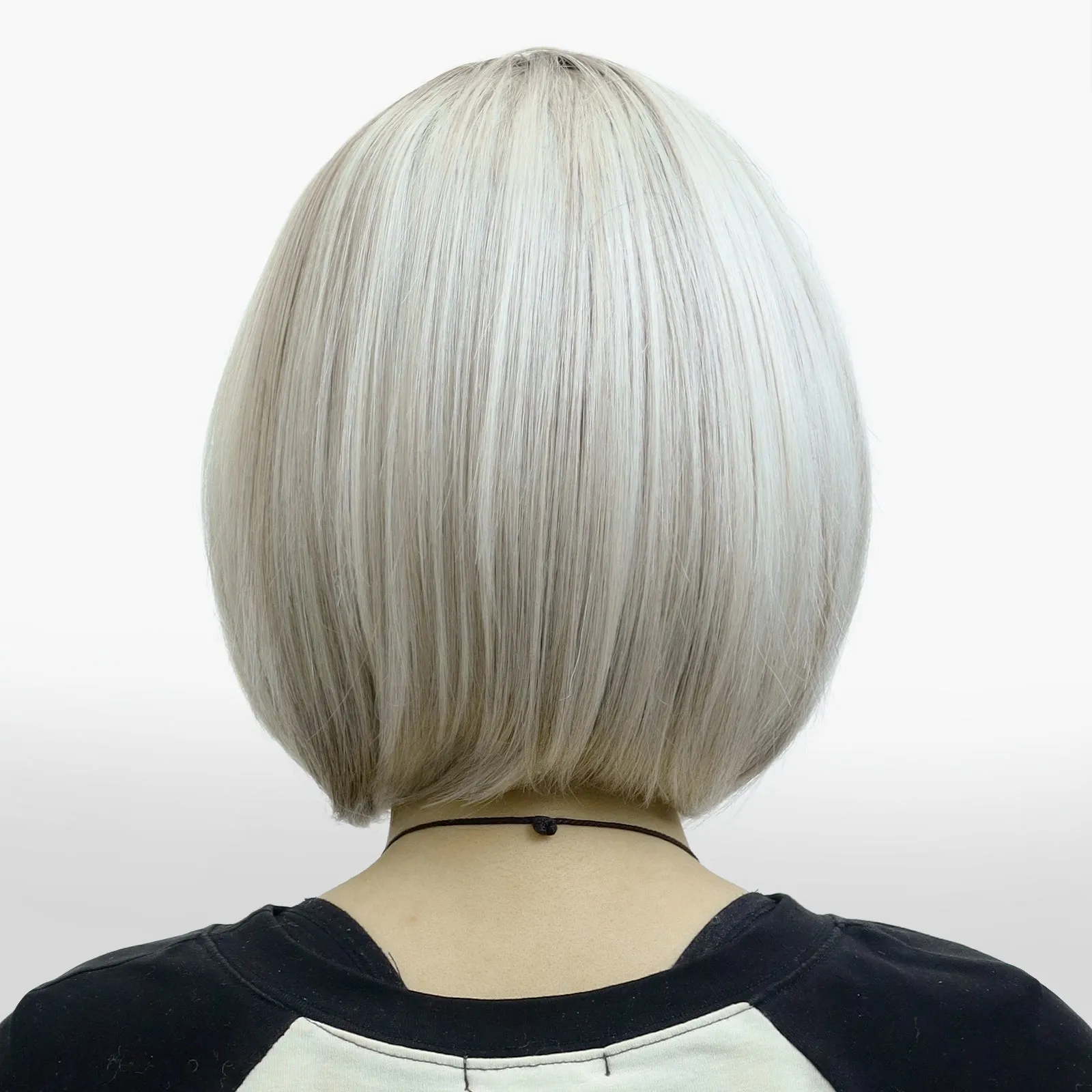 IMstyle Darcy PRE-CUT-LACE lace shoulder length silver with dark root short Petite hairstyle 9*6 lace front glueless wig K338-TTF6-416-C9X6