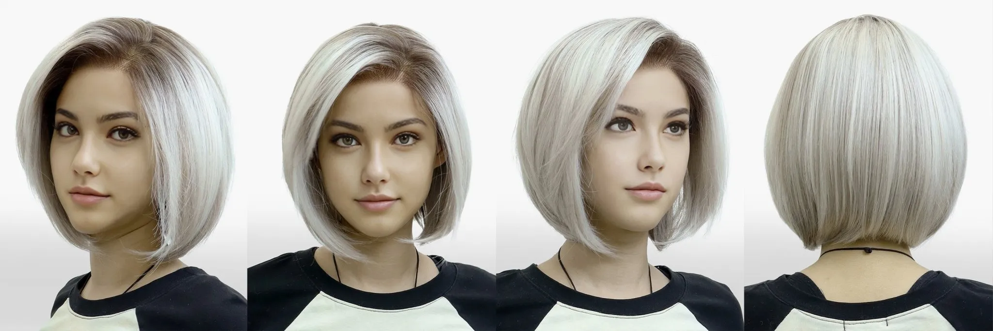 IMstyle Darcy PRE-CUT-LACE lace shoulder length silver with dark root short Petite hairstyle 9*6 lace front glueless wig K338-TTF6-416-C9X6