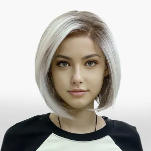 IMstyle Darcy PRE-CUT-LACE lace shoulder length silver with dark root short Petite hairstyle 9*6 lace front glueless wig K338-TTF6-416-C9X6