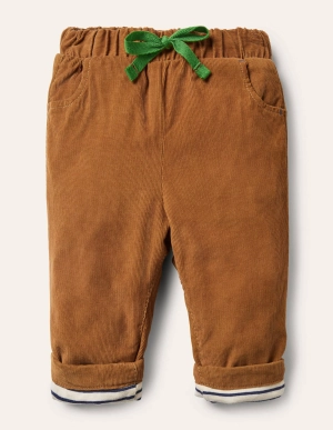 Jersey-lined Cord Trousers-Butterscotch Brown