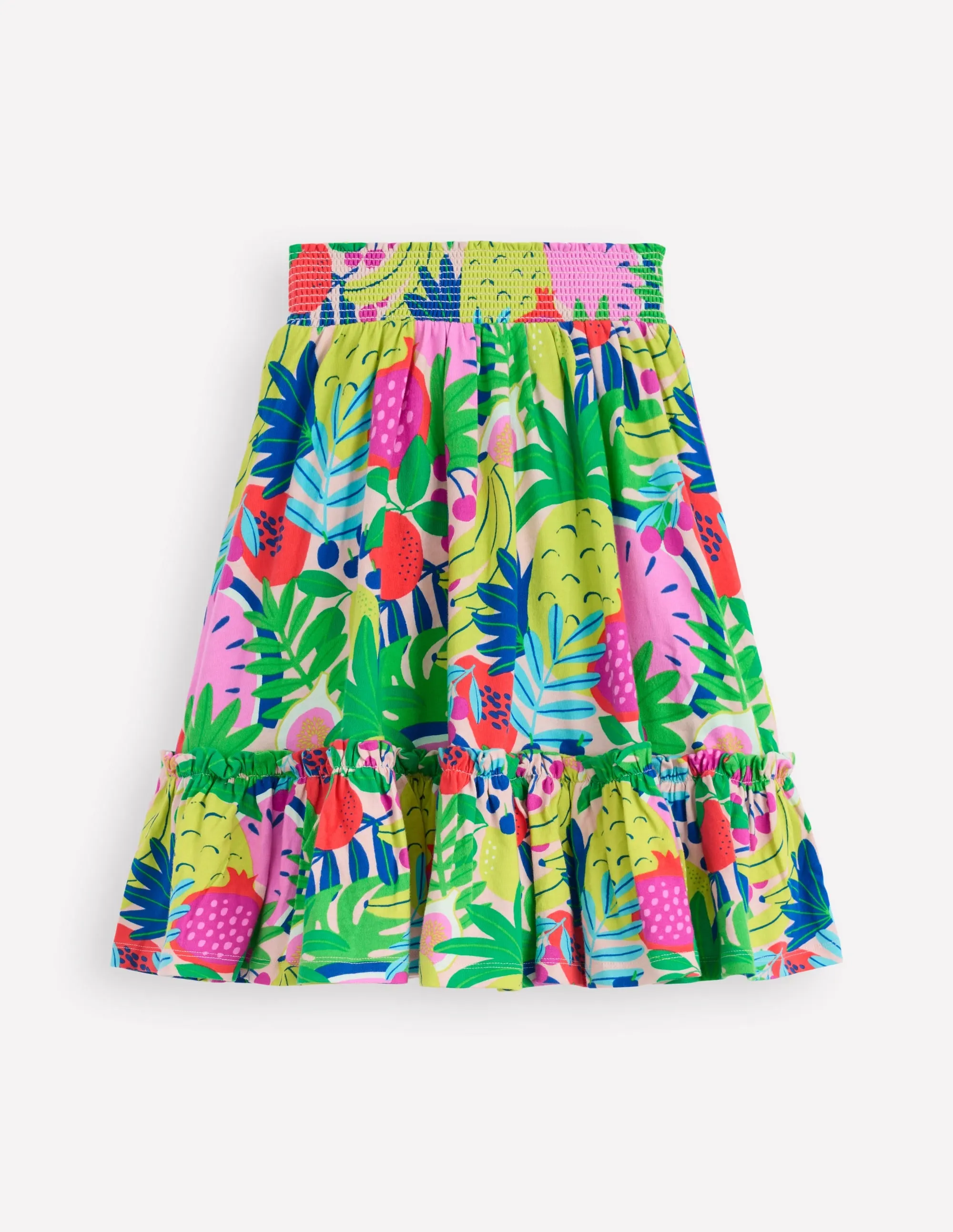Jersey Midi Skirt-Multi Tropical Fruit