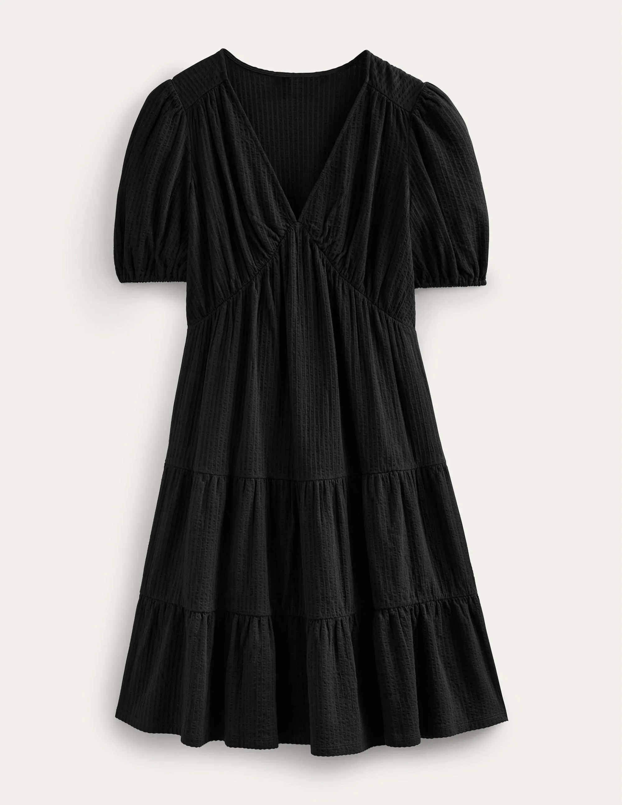 Jersey Seersucker Dress-Black