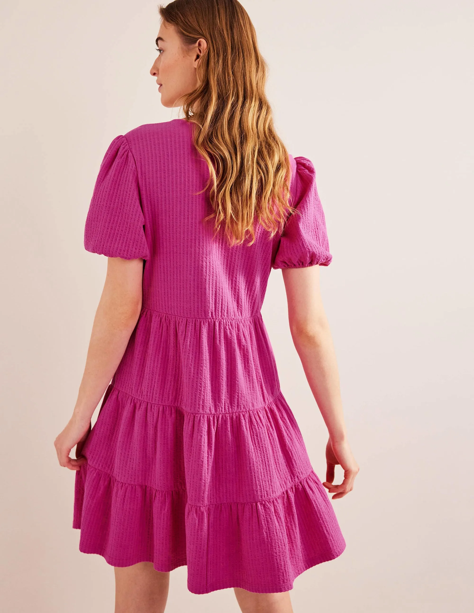 Jersey Seersucker Dress-Rose Violet