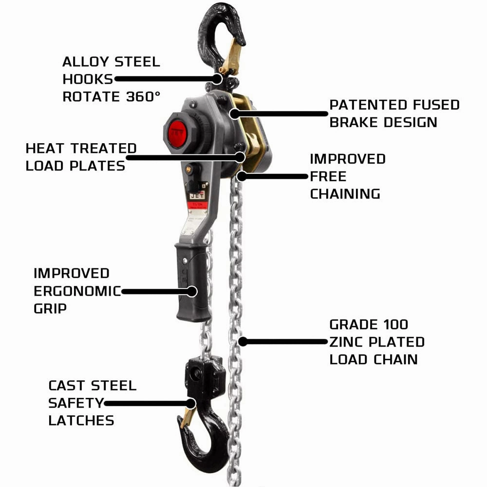 JET 376301 JLH-150WO-10 1-1/2 Ton 10 ft Lever Hoist w/ Overload Protection