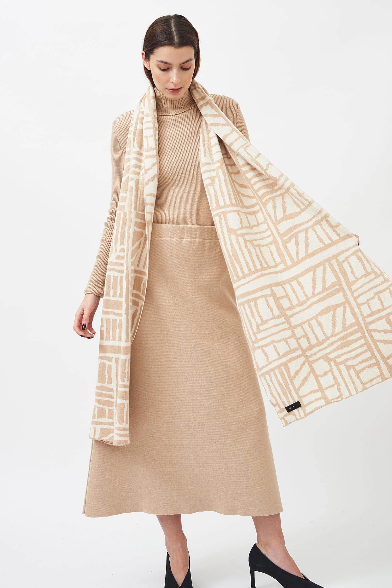 Knitted Arty Bricks Organic Cotton Scarf | Multiple Colours