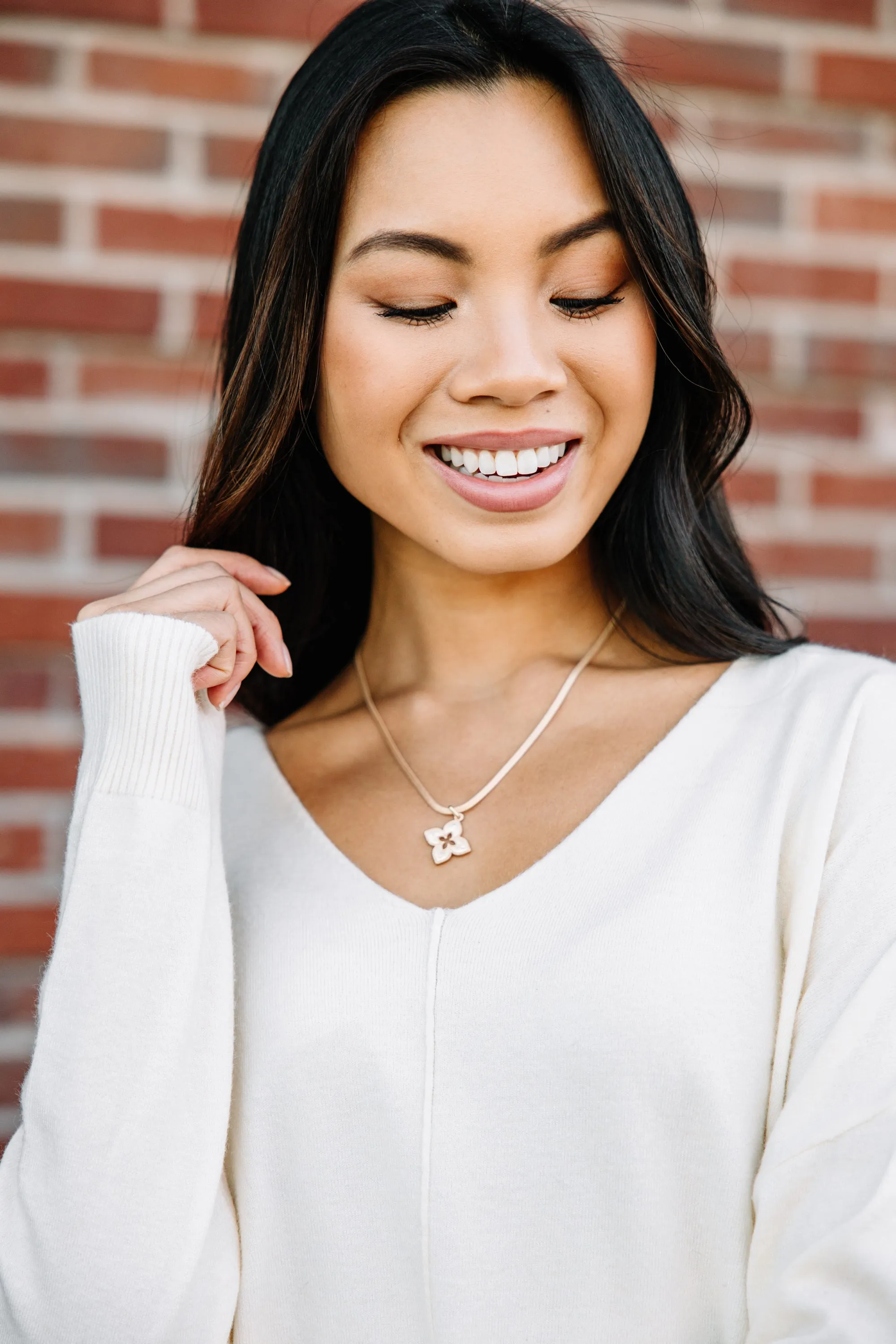 Looking Back Gold Quatrefoil Pendant Necklace
