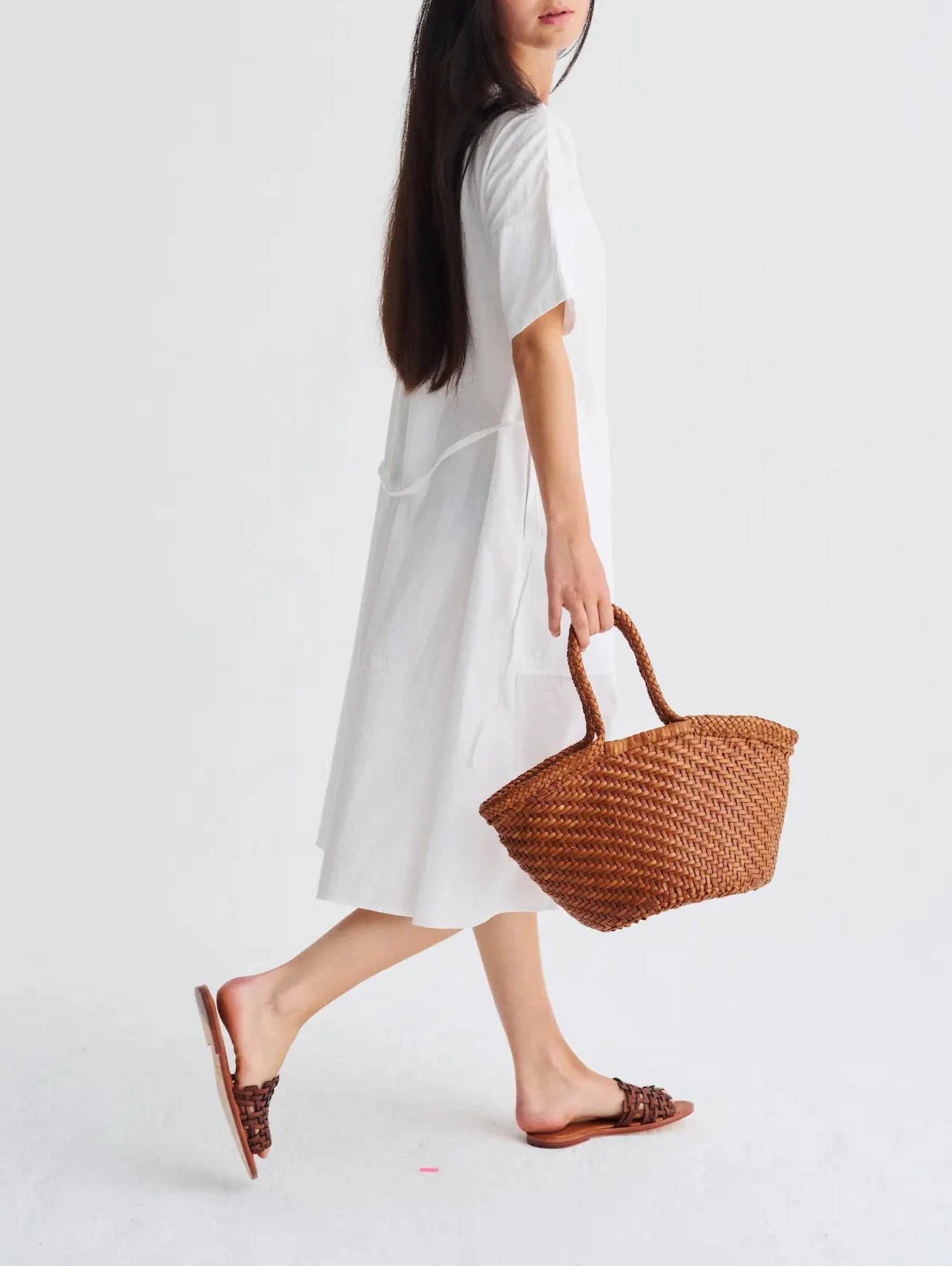 Martha Brown Leather Basket Bag