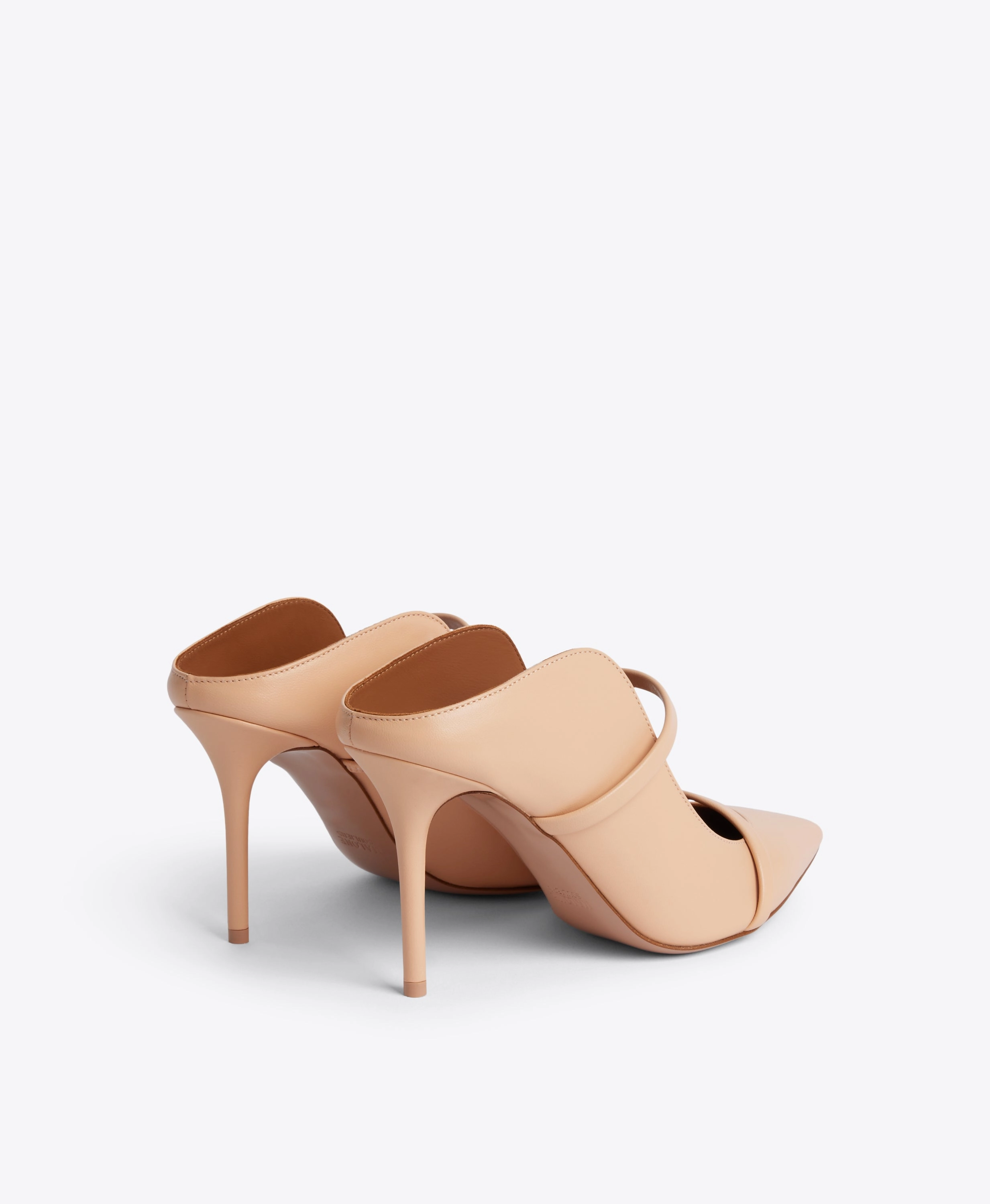 Maureen 85 Beige Leather Heeled Mules