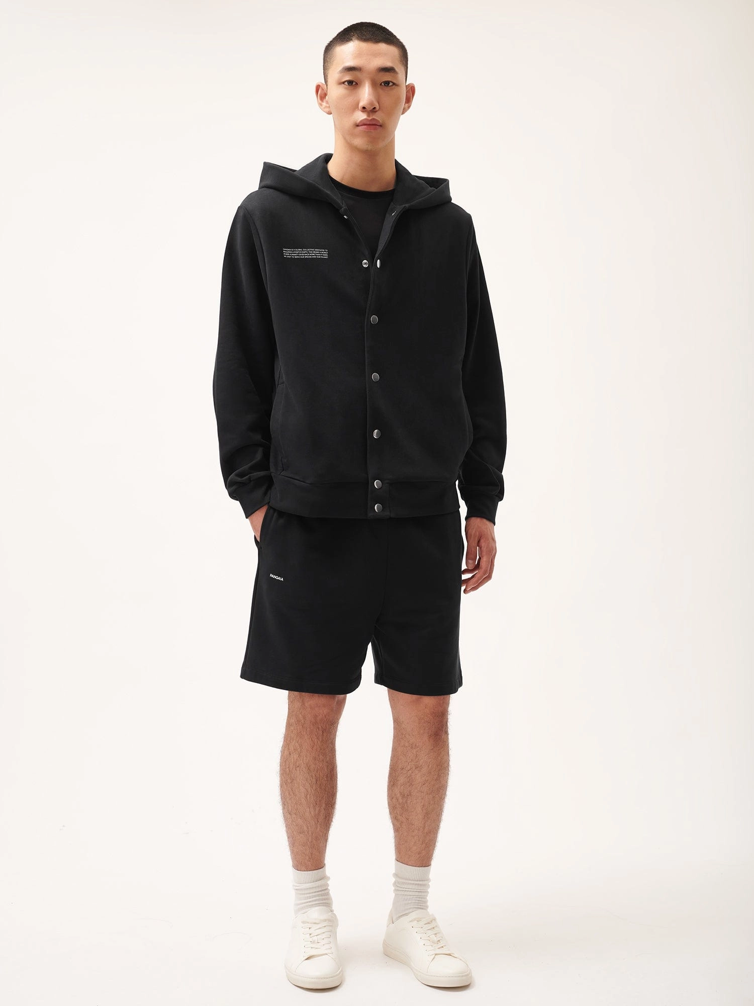 Mens 365 Midweight Snap Button Hoodie—Twilight Black