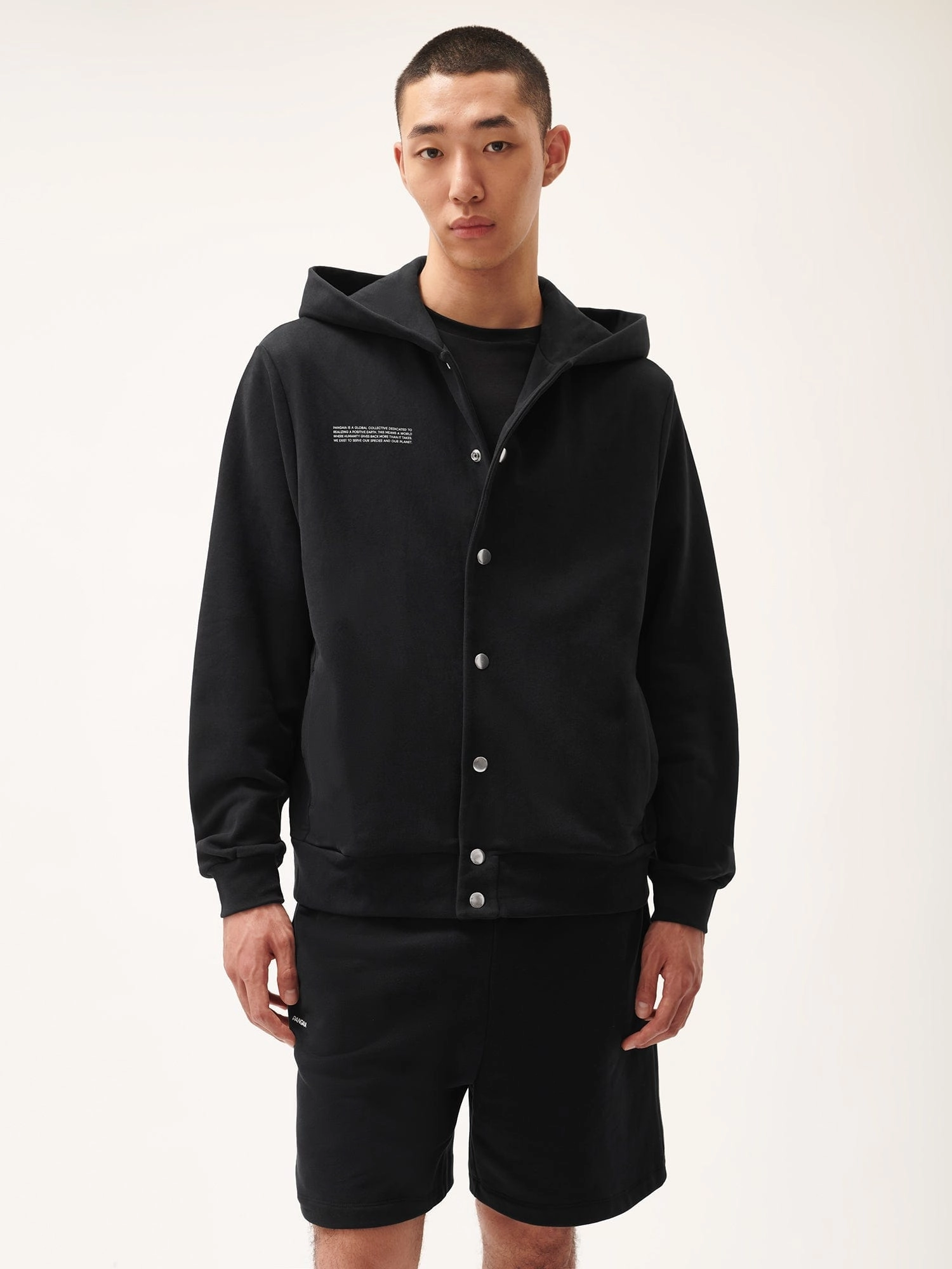 Mens 365 Midweight Snap Button Hoodie—Twilight Black