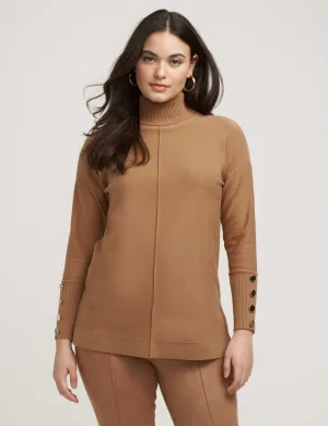 Mock Neck Elbow Sleeve Sweater- Sale