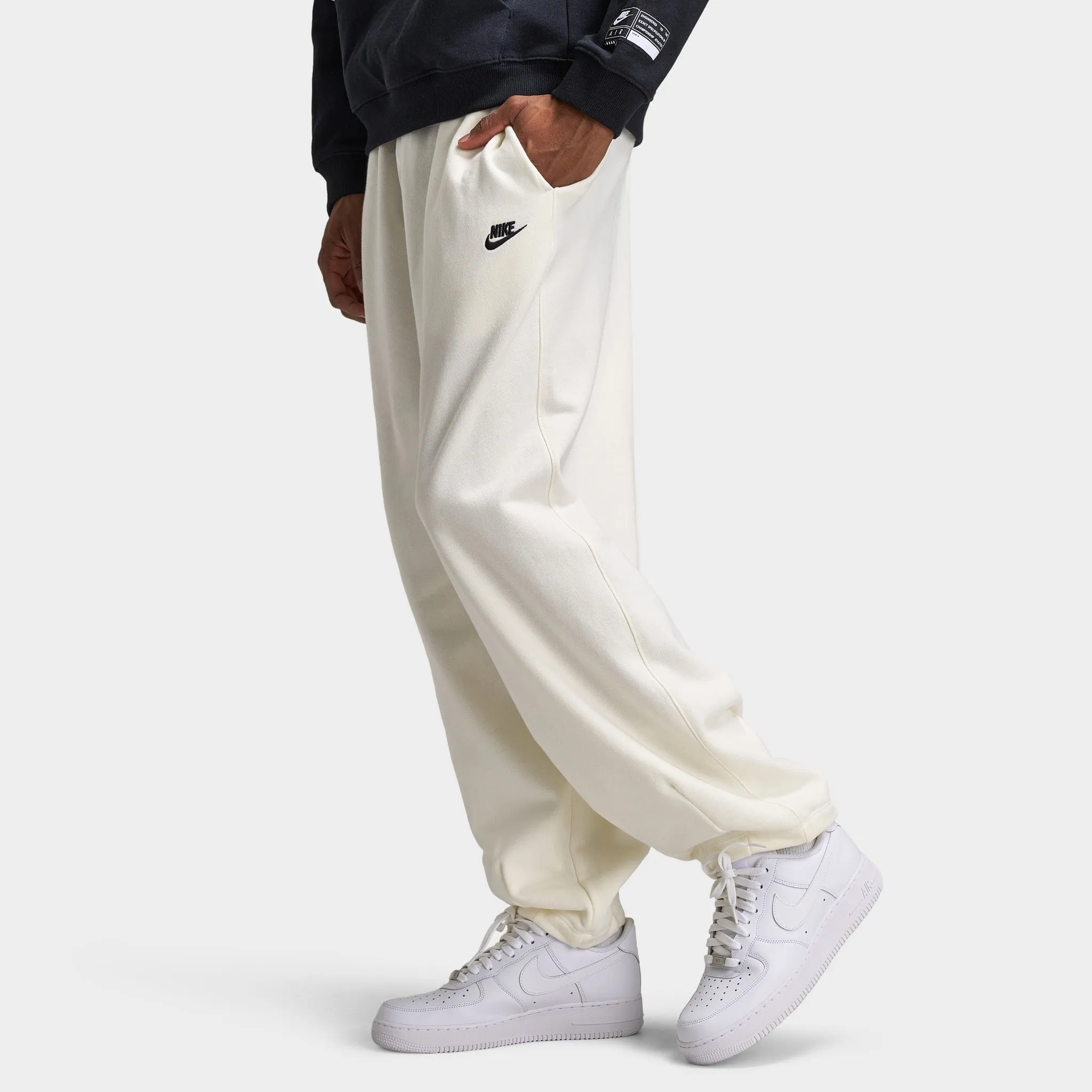 Nike Club Fleece French Terry Oversized Pants Sail / Sail - Black