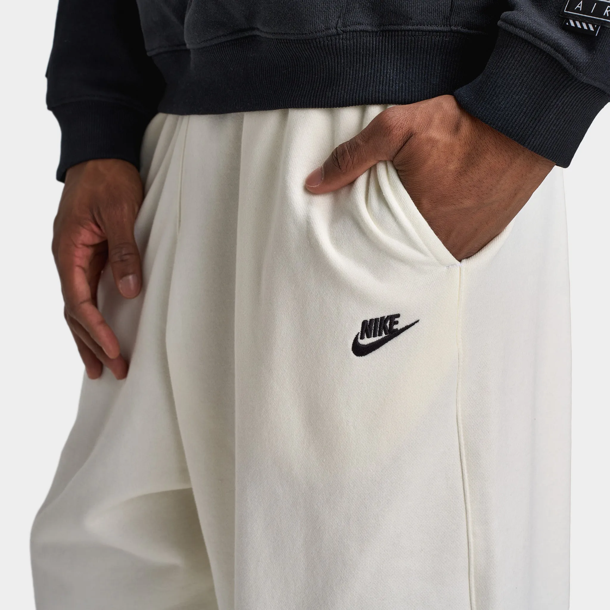 Nike Club Fleece French Terry Oversized Pants Sail / Sail - Black
