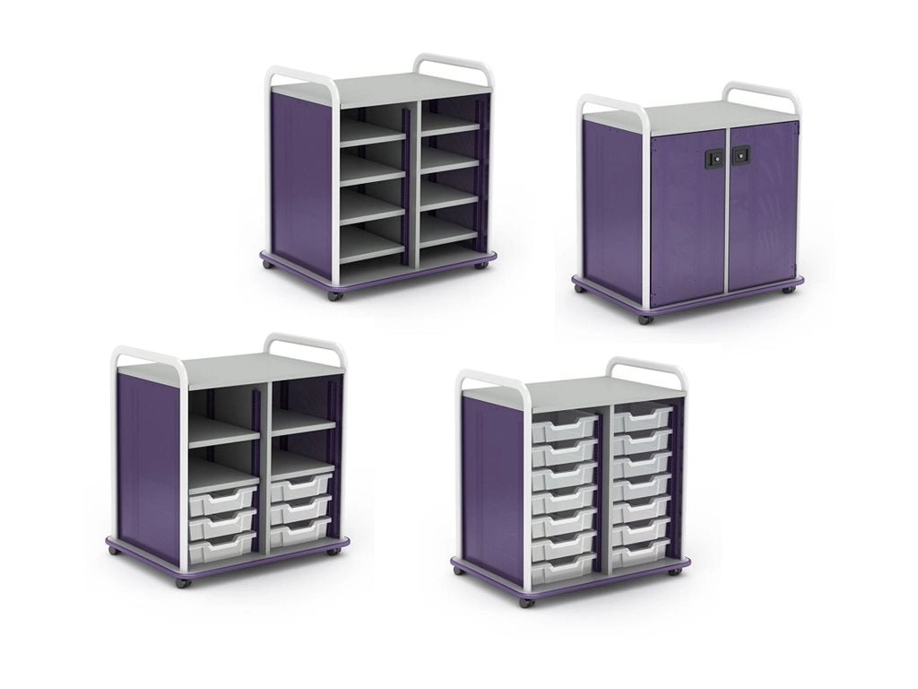 Paragon A&D Crossfit Storage - Trolley - 6 drawers - 4 shelves - 16 gauge tubular steel, TFM - frost, purple, wisdom CFD30OF17CO-918PZP