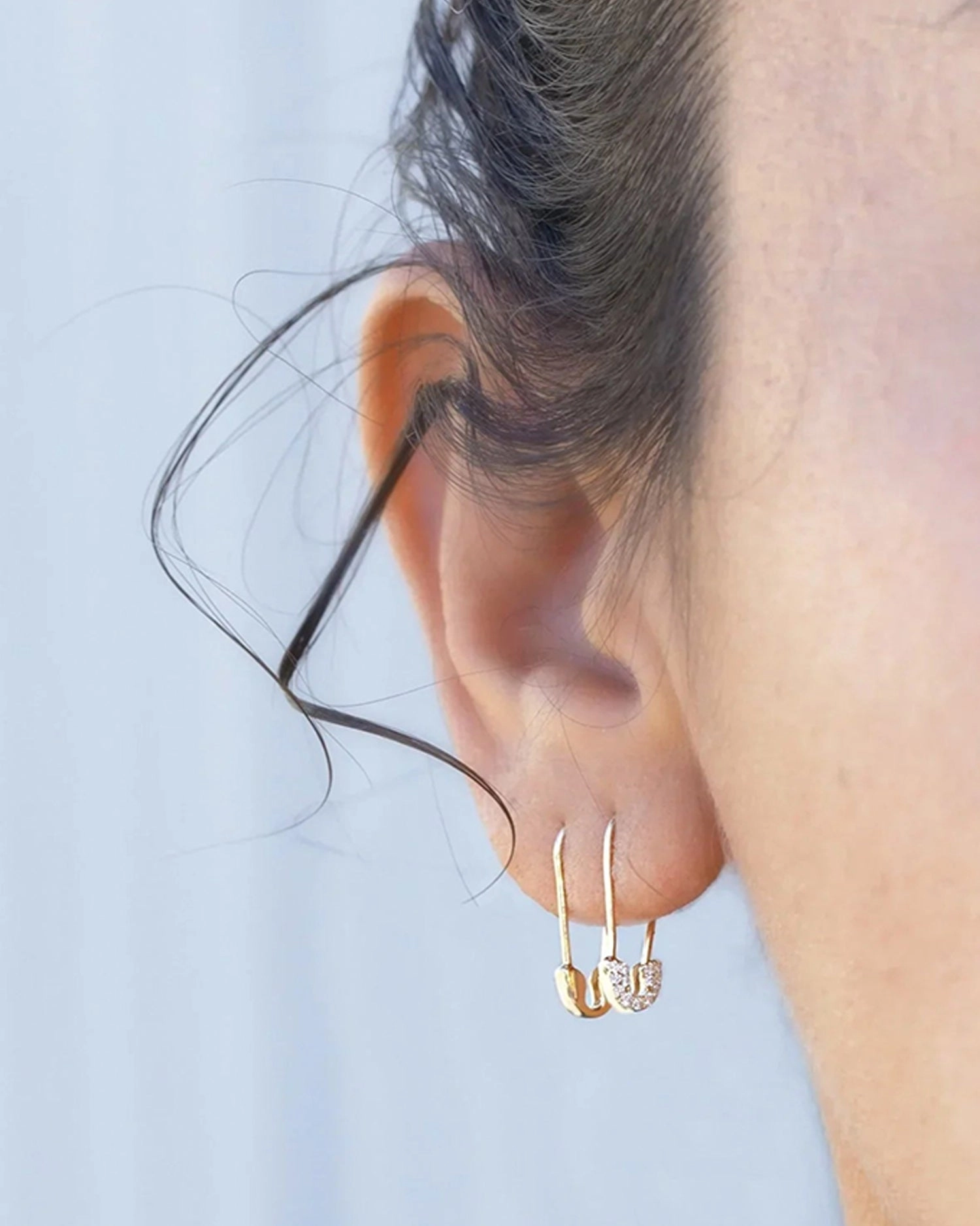 Pavé Safety Pin Earring