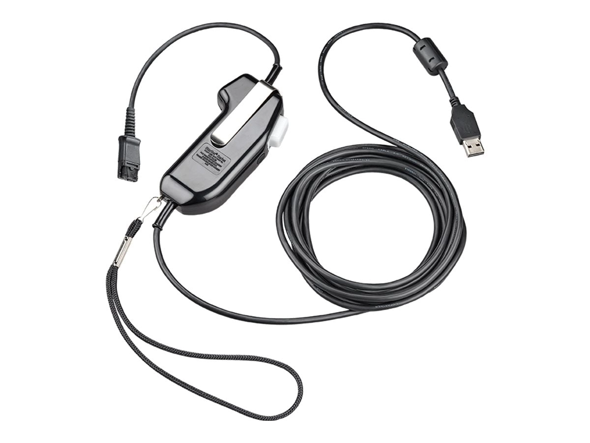 Poly - Headset cable - TAA Compliant - Quick Disconnect male to USB 2.0 A male - 1 ft - Push-to-talk (PTT) button 8K6T0AA#AC3