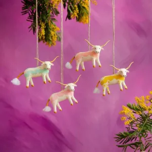 "beauregard" The Bovine Longhorn Ornament In Pink