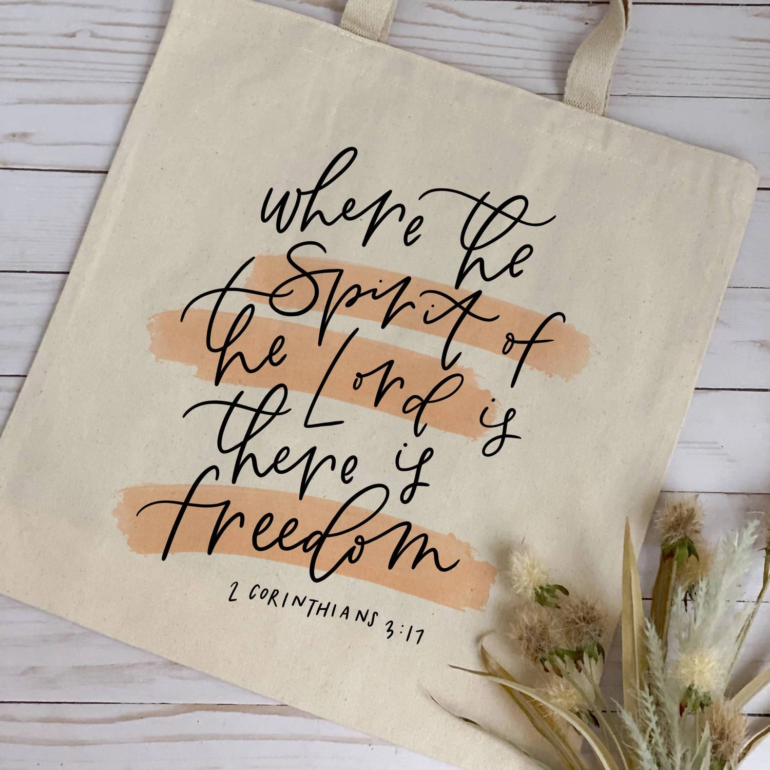 "spirit Of The Lord" Tote In Beige