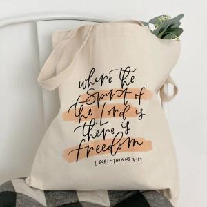 "spirit Of The Lord" Tote In Beige