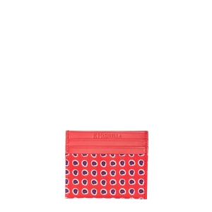 RED LEATHER AND SILK CREDIT CARD HOLDER