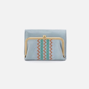 Robin Compact Wallet In Buffed Leather - Sky