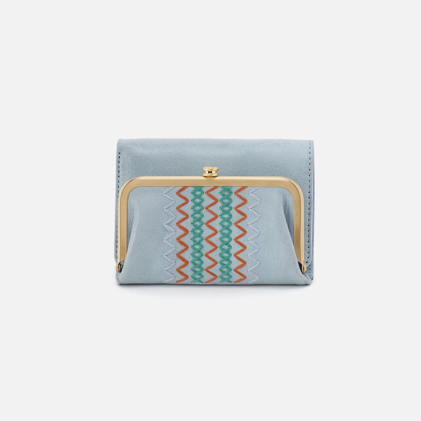 Robin Compact Wallet In Buffed Leather - Sky