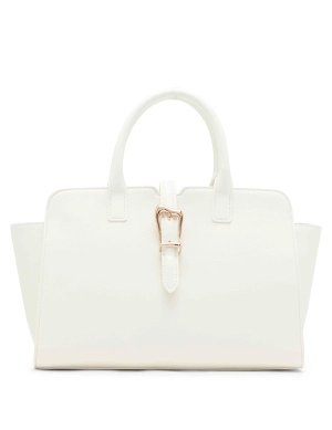 Sculpted Buckle Satchel & Detachable Strap