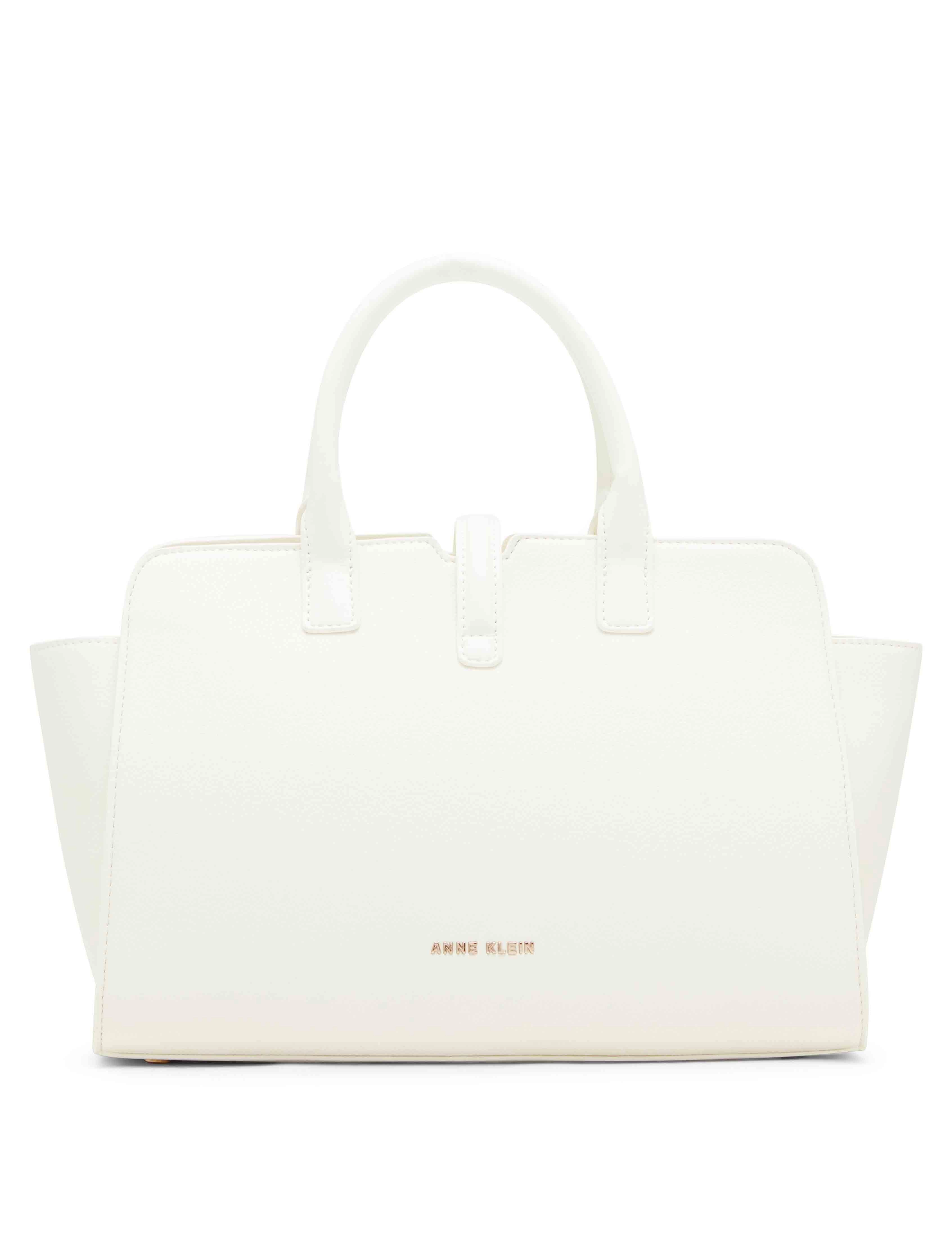 Sculpted Buckle Satchel & Detachable Strap