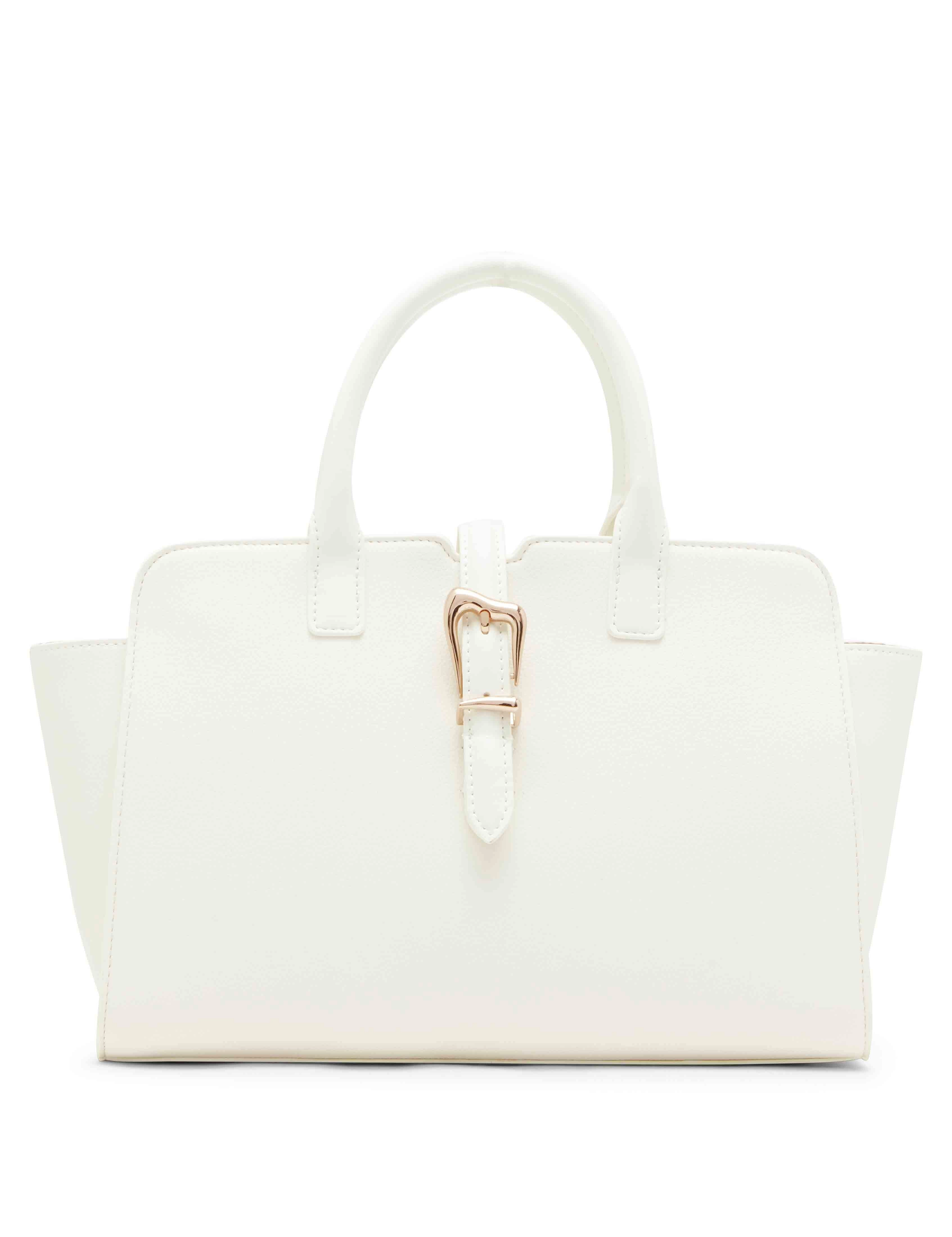 Sculpted Buckle Satchel & Detachable Strap