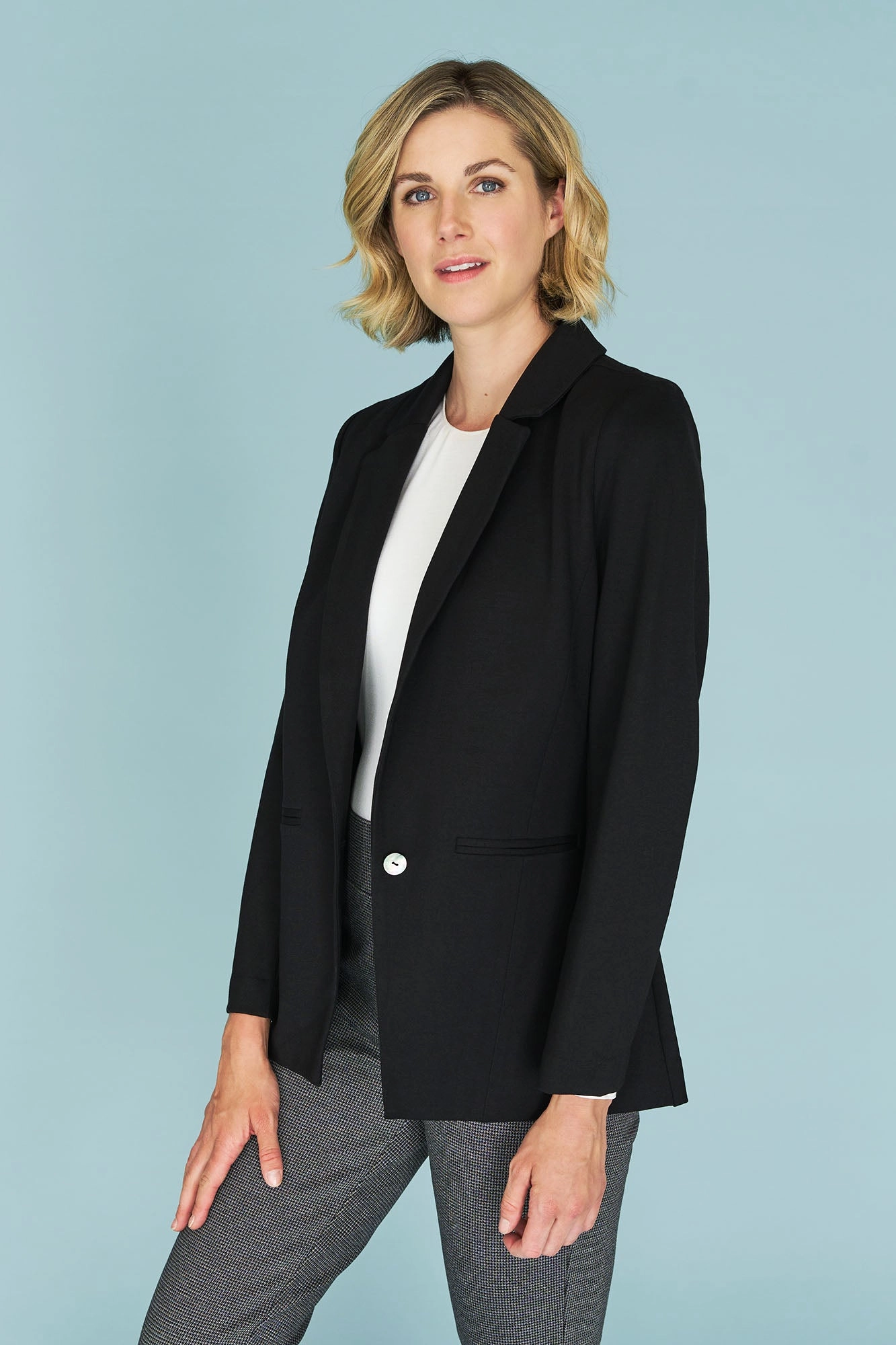 Seam Detail Ponte Blazer - Black