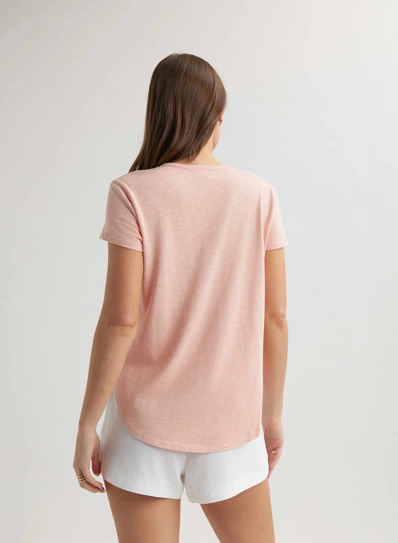 Short Sleeve Henley - Peach Fizz