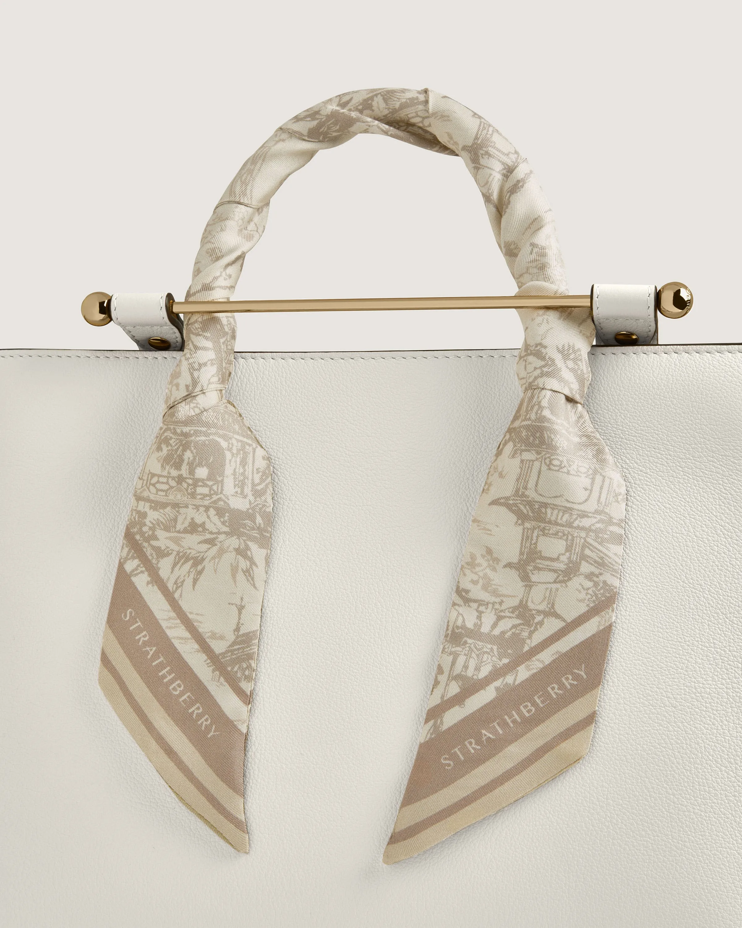 Silk Skinny Scarf - Oat/Mushroom Oriental Print