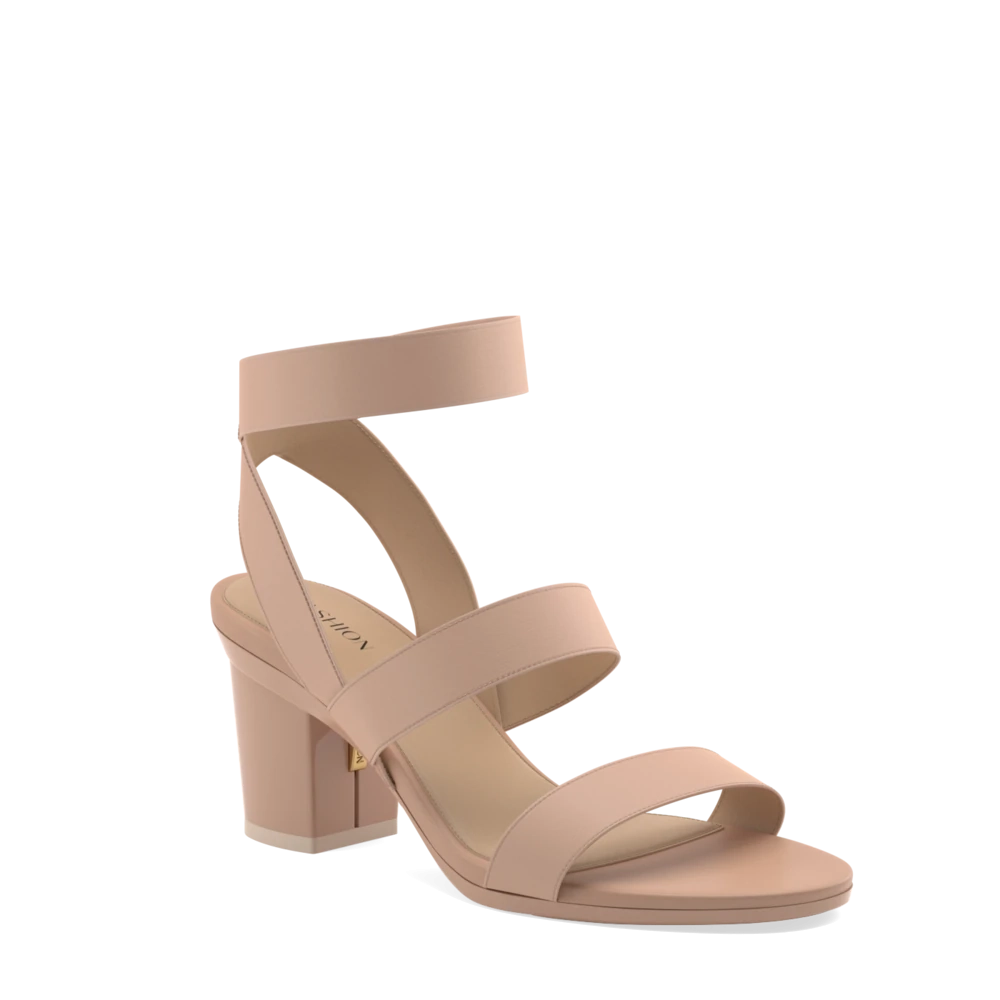 The Adrianna - Latte   Block Heel Kit 3 Latte