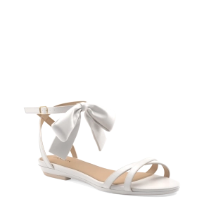 The Brynn - White Satin Bow Flat - FINAL SALE
