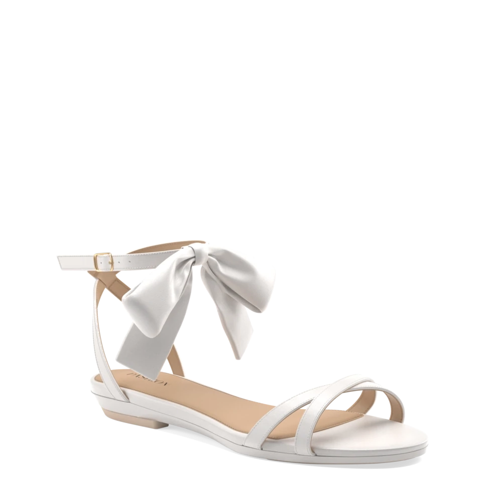 The Brynn White Satin Bow   Stiletto Heel Kit 4 White - FINAL SALE
