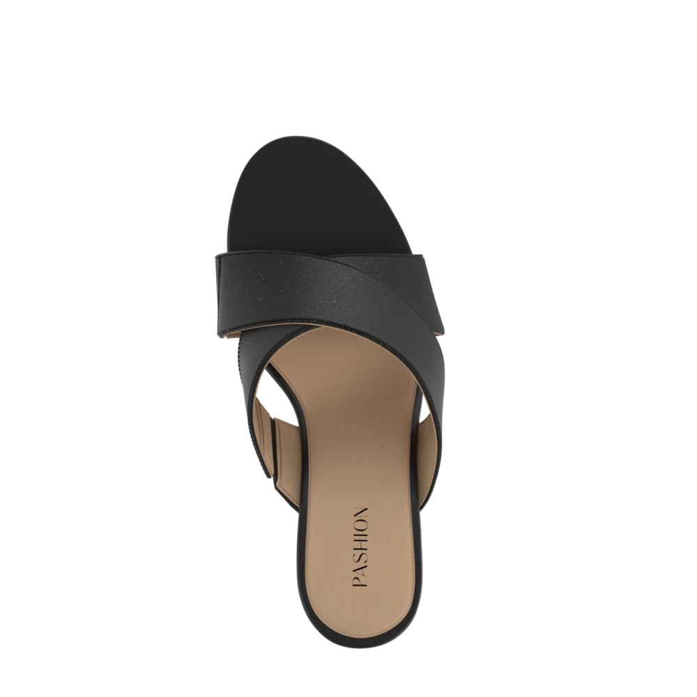The Crissy Cross Slide Flat - Coal Knit - FINAL SALE
