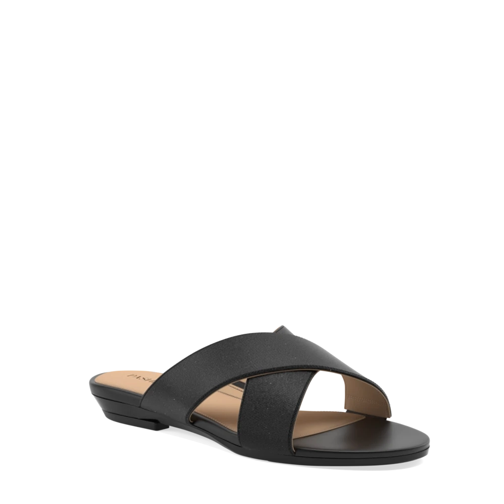 The Crissy Cross Slide Flat - Coal Knit - FINAL SALE