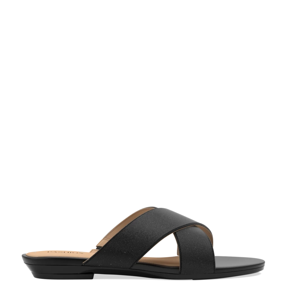 The Crissy Cross Slide Flat - Coal Knit - FINAL SALE