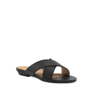 The Crissy Cross Slide Flat - Coal Knit - FINAL SALE