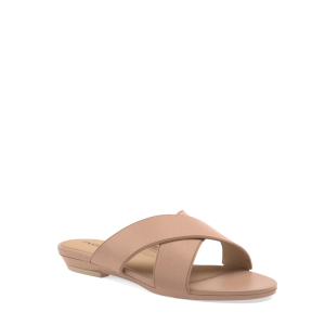 The Crissy Cross Slide Flat - Latte Knit - FINAL SALE
